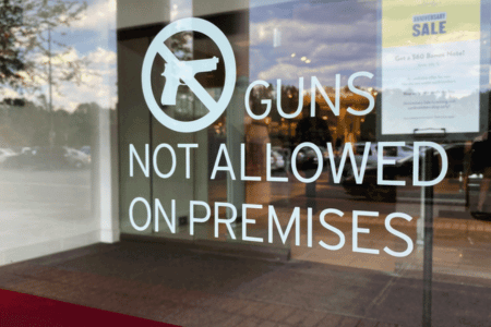 Sign saying gun not allowed on premises