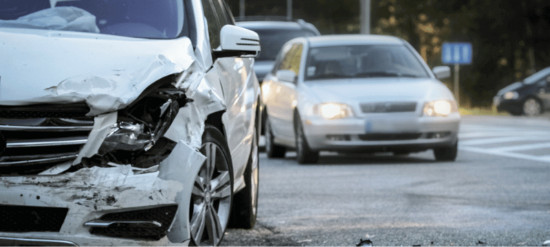 Damaged car after a hit and run